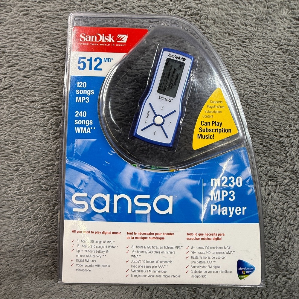Vintage SanDisk SANSA m230 512MB MP3 PLAYER Portable Media Player NEW SEALED